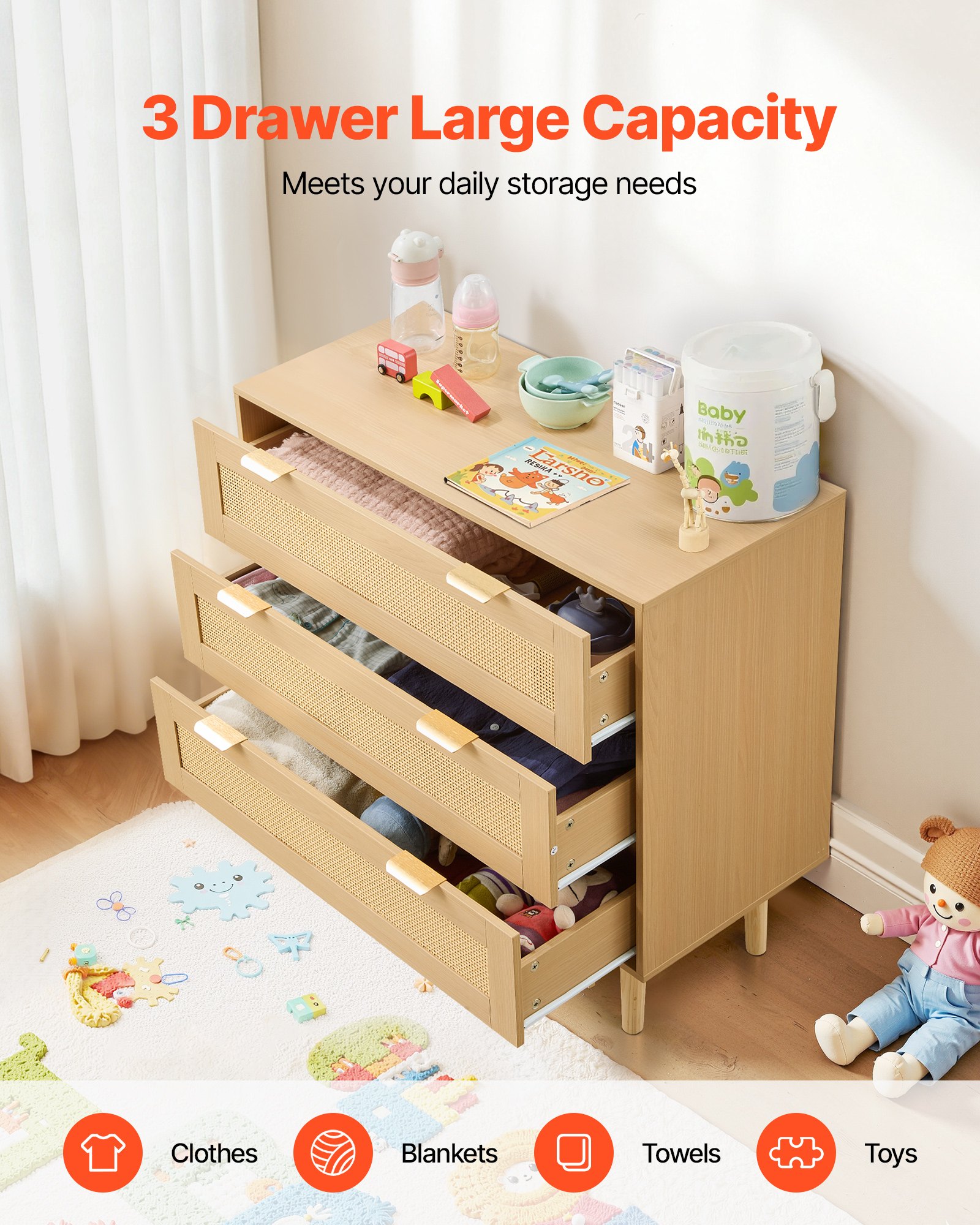 MJ85LJ5Rdrawerdresserf1 VEVORshoplv Wooden Legs Storage