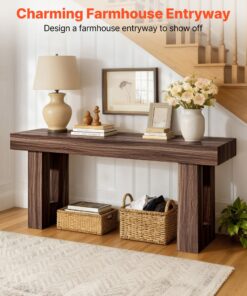 Wooden Entryway Sofa Table with Storage Shelves
