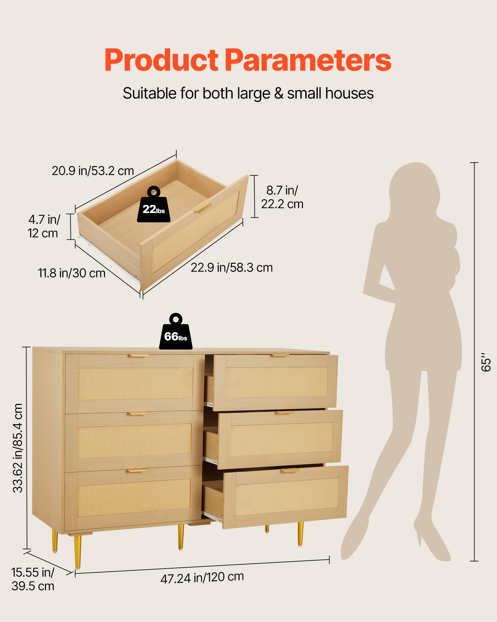 MJ85MR94drawerdresserf2 VEVORshoplv Hallway Storage