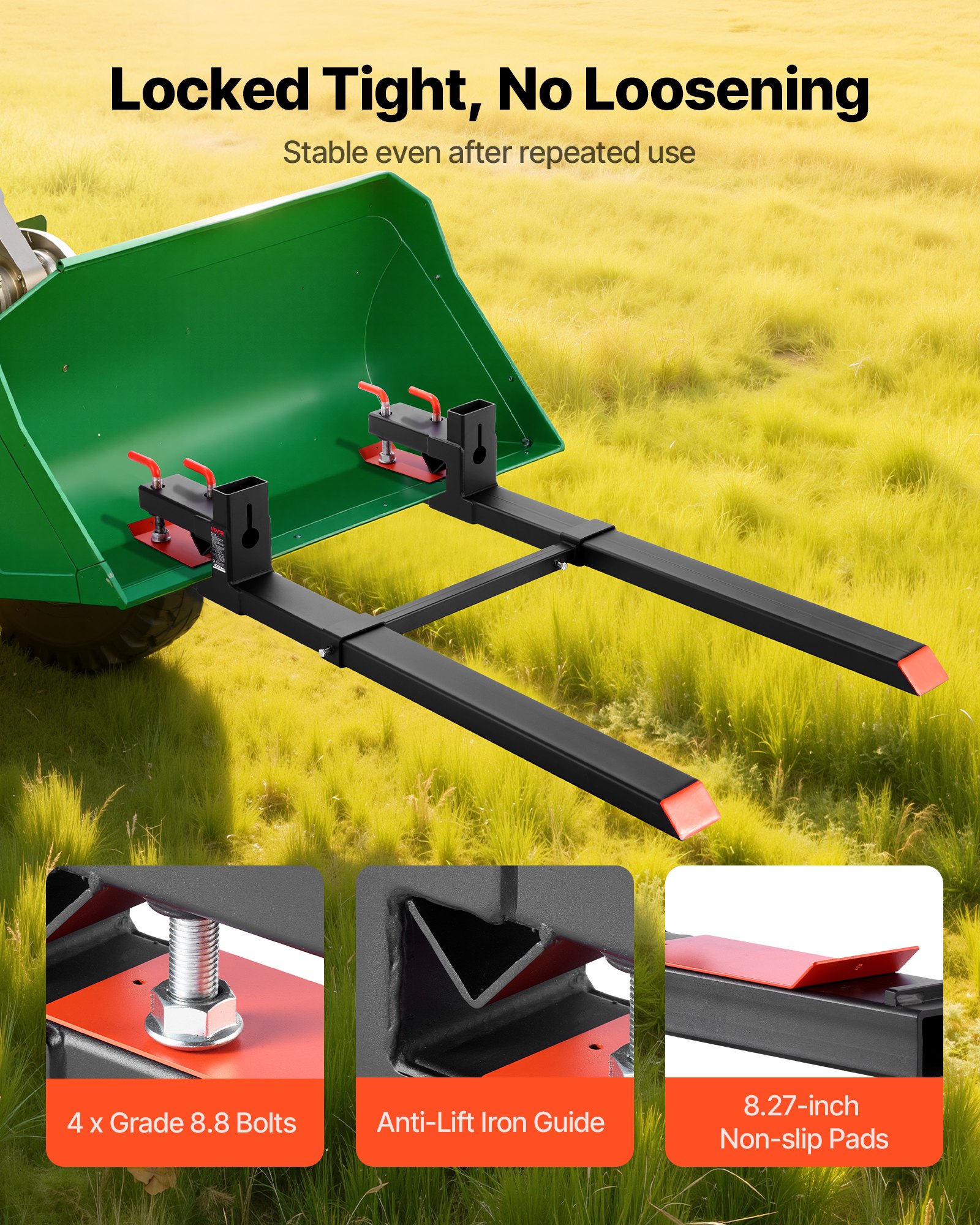 MJ8LRC89palletforksf2 VEVORshoplv Adjustable Stabilizer for Tractor Loader Bucket