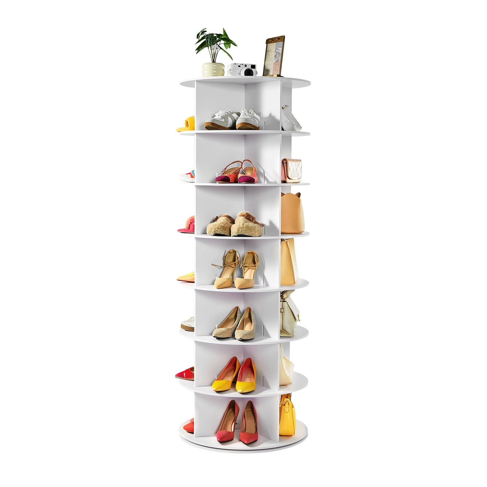 MJ9SS2NErotatingshoerackm10012 VEVORshoplv VEVOR 7 Tier 360° Rotating Shoe Rack Tower