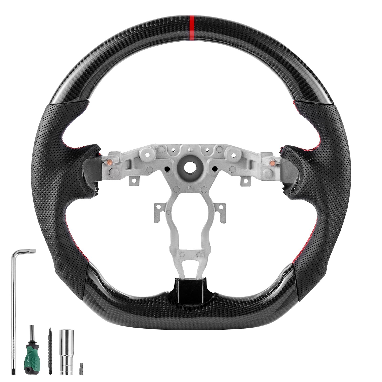 MJAC6Q37steeringwheelm10012 VEVORshoplv VEVOR Carbon Fiber D Shape Steering Wheel for Nissan 370Z 20082020