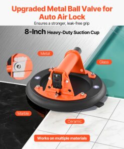 195 kg Capacity Suction Cup Tool with Metal Handle & Case for Tile