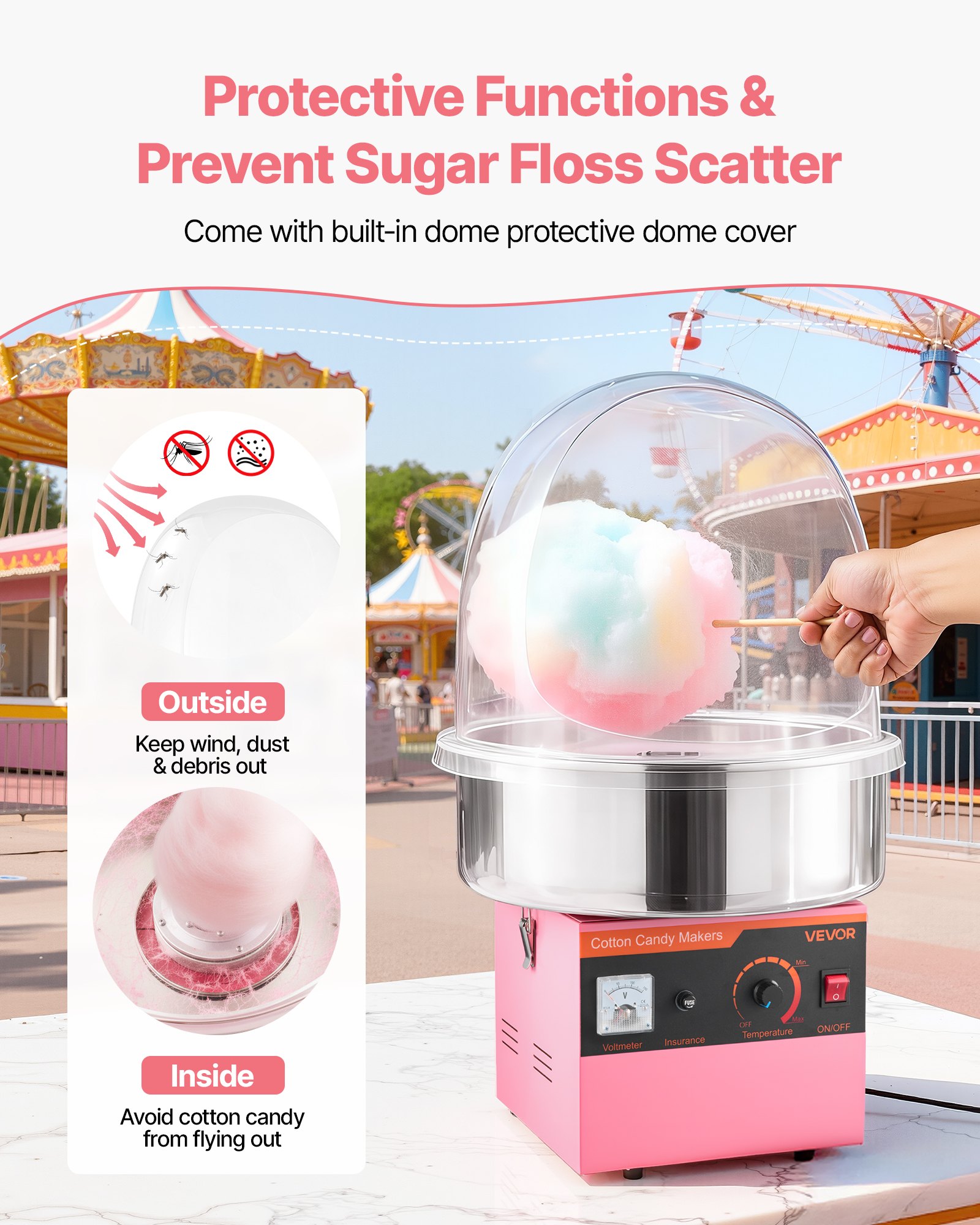 MJB8BUN2cottoncandymachinecoverf5 VEVORshoplv Events Pink