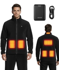 Men's Heated Fleece Jacket with 16000mAh Power Bank