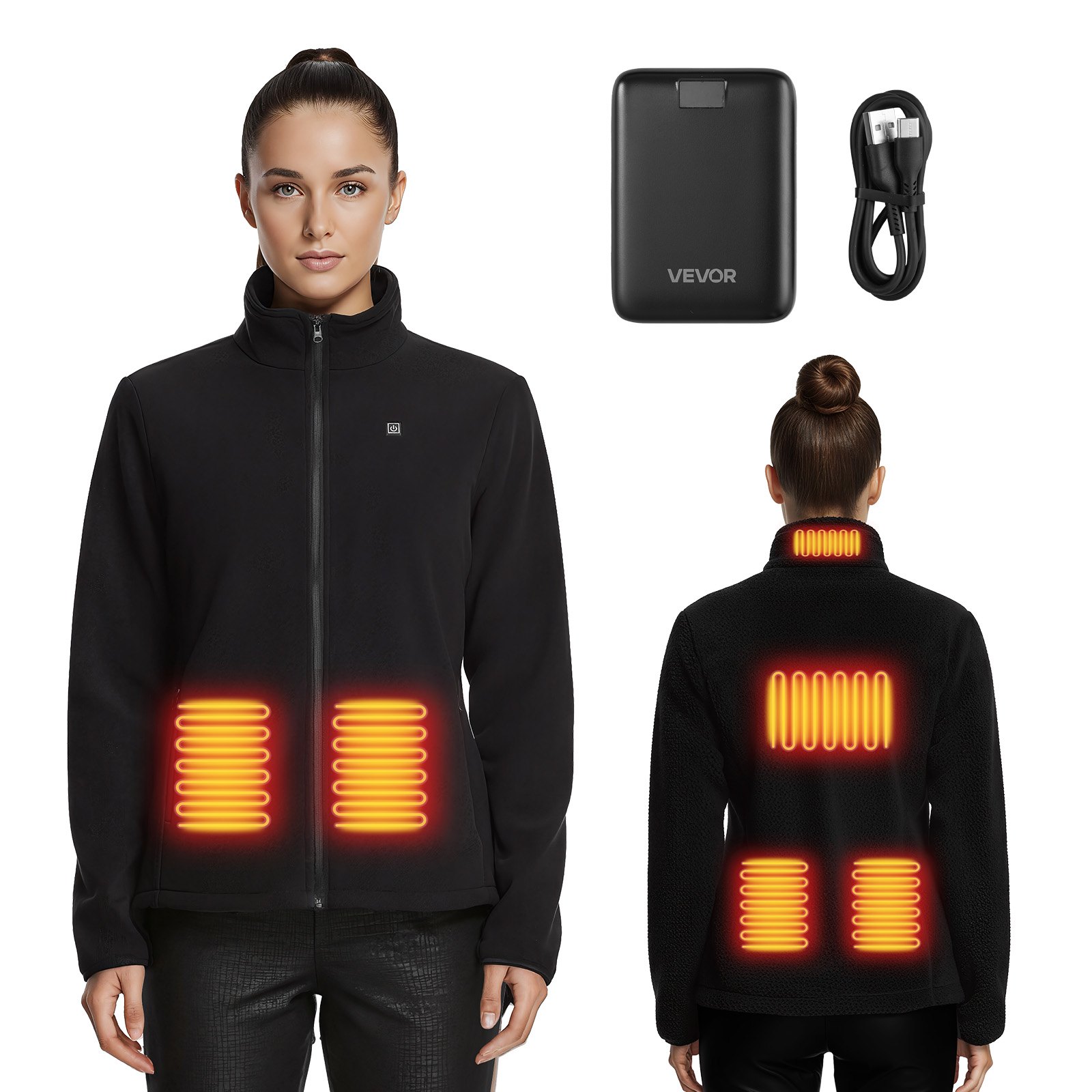 MJBRH3PJheatedsweatshirtm10012 VEVORshoplv VEVOR Womens Heated Fleece Jacket with 16000mAh Power Bank