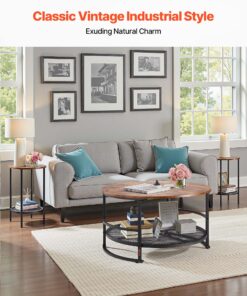 80 cm Wood & Metal Living Room Tables with 2 Side Tables