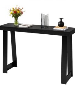 VEVOR 118 cm Black Console Table – Narrow Hallway Sofa Table with Shelf