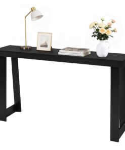 VEVOR 140 cm Black Console Table – Narrow Wooden Sofa Table with Shelf