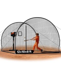 VEVOR Freestanding Portable Baseball & Softball Batting Cage 3660x3100x2330mm with 4-Ply Net & Pitching Machine Opening