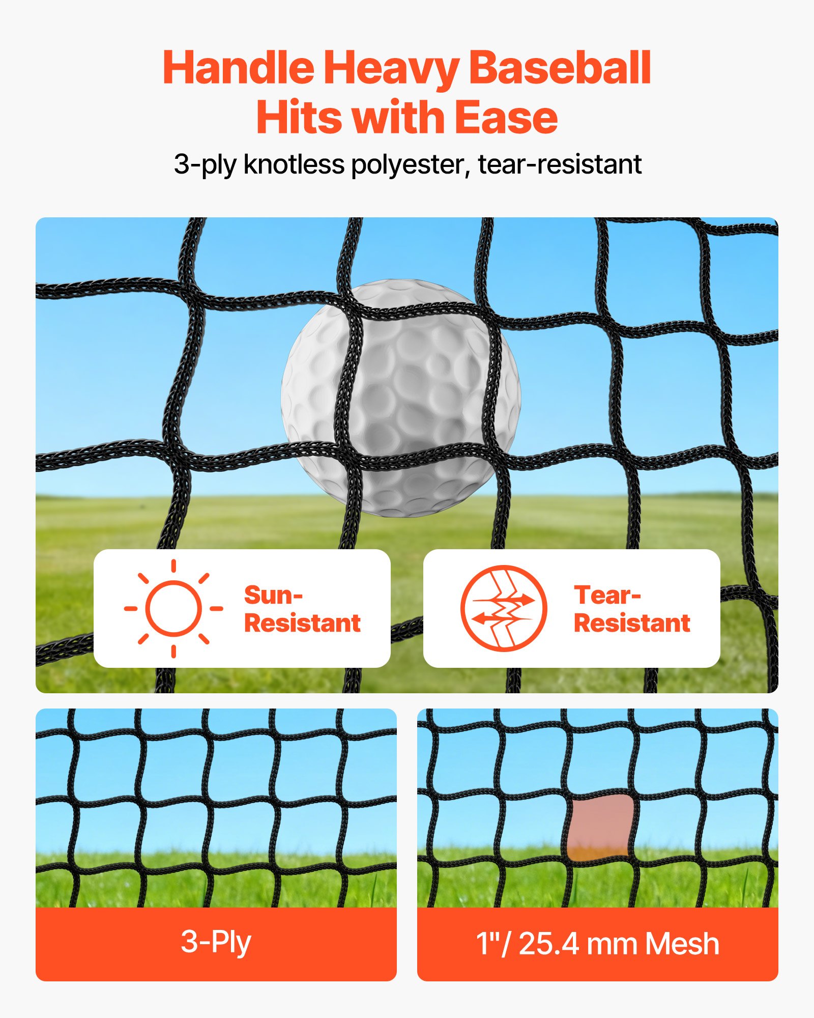 VEVOR Golf & Baseball Practice Net 3050x3050x3050mm – Durable 3-Ply Polyester Cage with Targets, Indoor/Outdoor Use — изображение 3