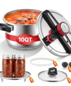 VEVOR 9L Stainless Steel Pressure Cooker with Steaming Rack & Glass Lid