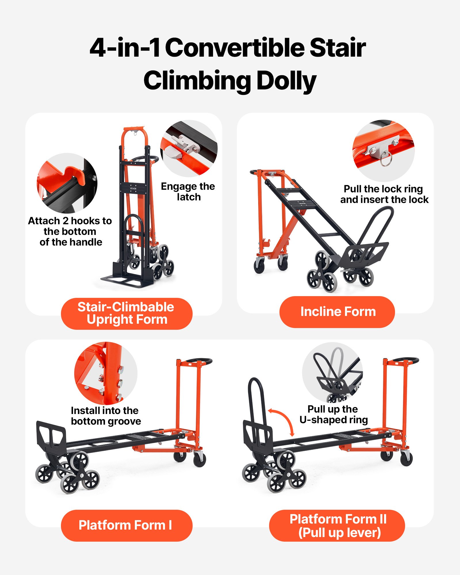 MKP1FY2Istairclimbingcartf2 VEVORshoplv Foldable Trolley with Tri Wheel Design for Transport