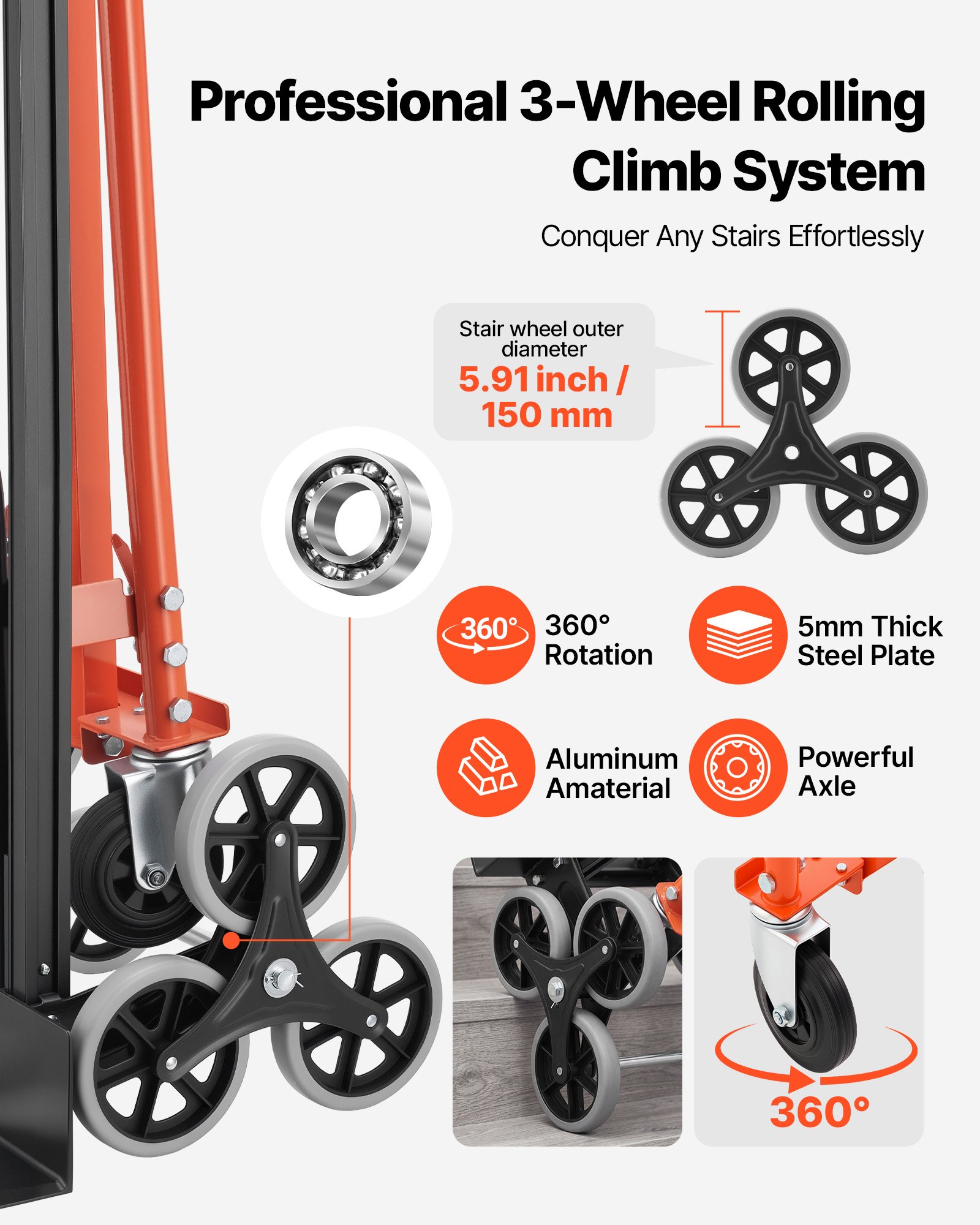 MKP1FY2Istairclimbingcartf3 VEVORshoplv OrangeSilver