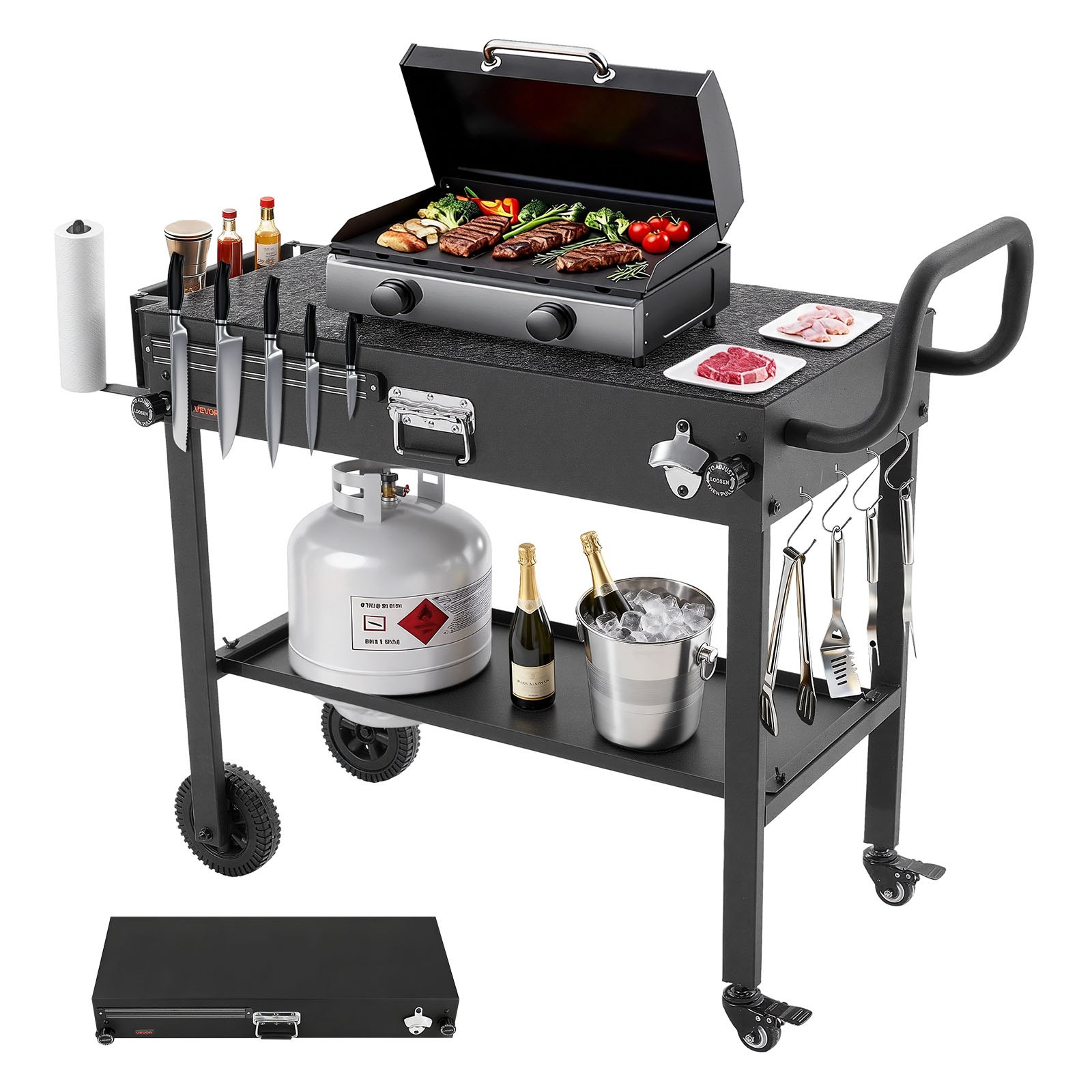 MKXNHWSRoutdoorgrillcartm10012 VEVORshoplv VEVOR Foldable Outdoor Grill Cart 787x432mm with Wheels
