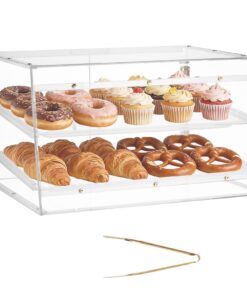 VEVOR 2-Tier Clear Acrylic Bakery Display Case with Magnetic Rear Door