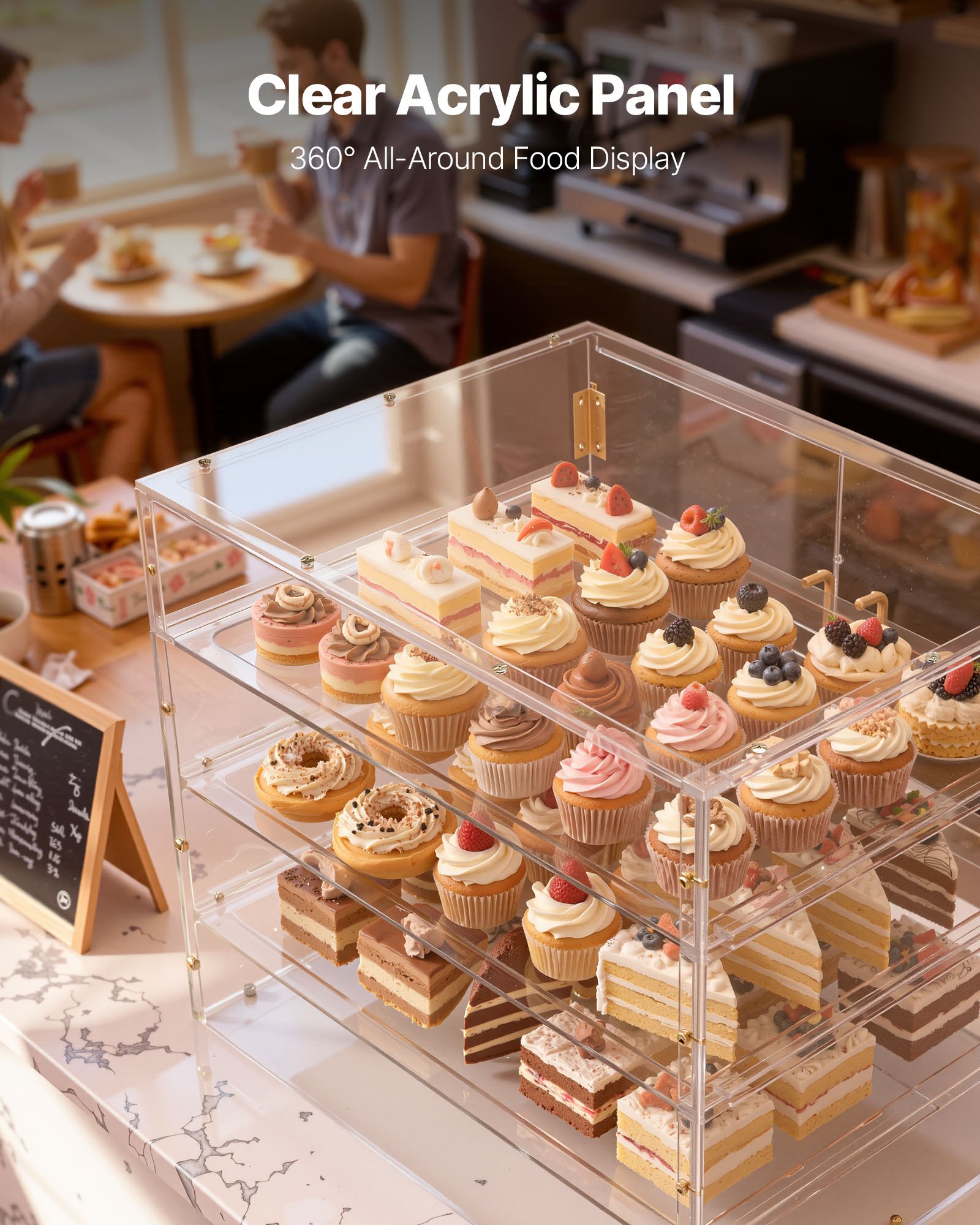 MKY3EX1Pbakerycasef2 VEVORshoplv Removable Trays for Pastries Desserts