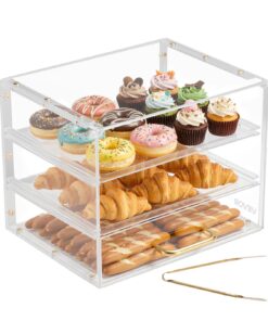 VEVOR 3-Tier Acrylic Bakery Display Case with Flip-Up Door