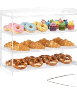 VEVOR 3-Tier Acrylic Bakery Display Case with Flip-Up Door