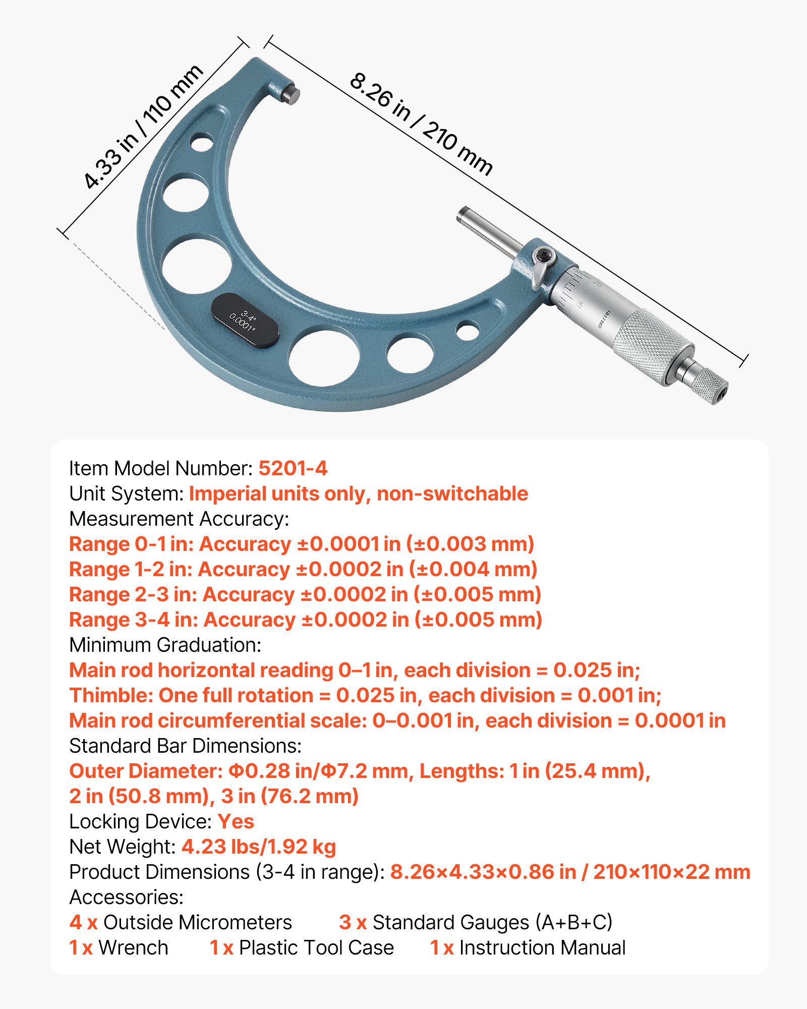 MKY3FEMFmicrometersetf6 VEVORshoplv