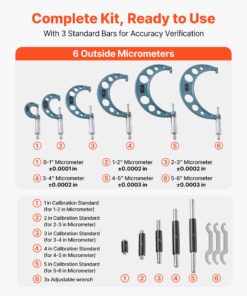 Precision Measuring Tools with Calibration Rods & Case for Metalworking