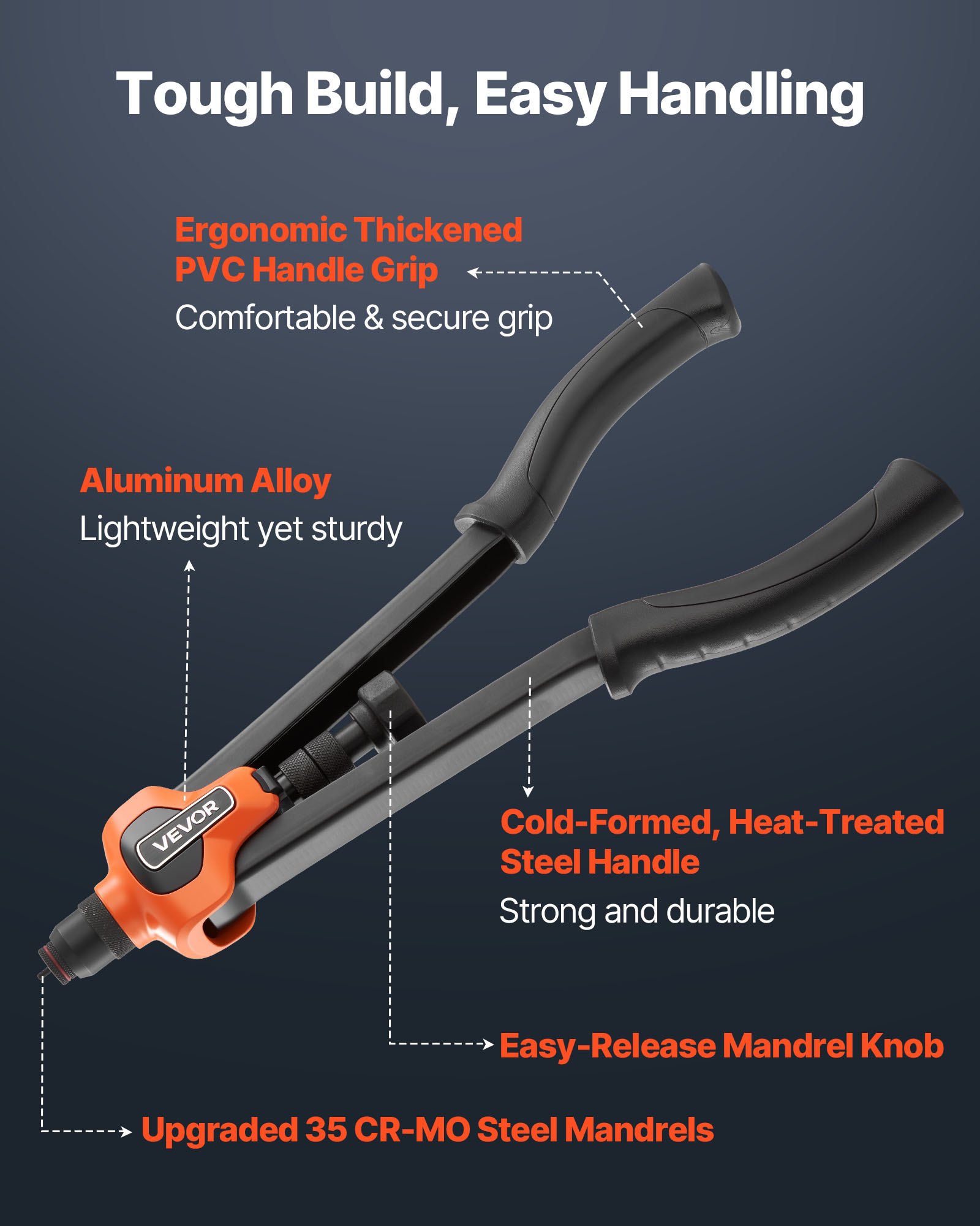MKYE5T5Nriveterf2 VEVORshoplv Heavy Duty Rivnut Tool + Case