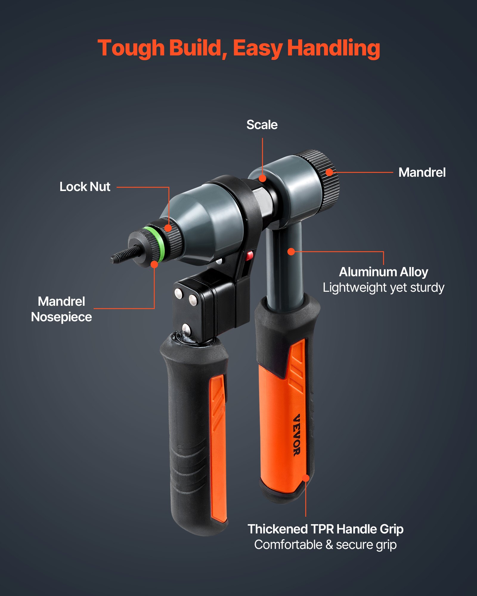 MKYE61C4riveterf2 VEVORshoplv Ratchet Rivnut Tool with Carrying Case