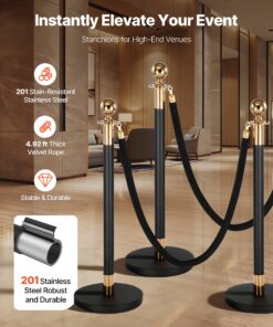 Stainless Steel Posts with Fillable Base – Black