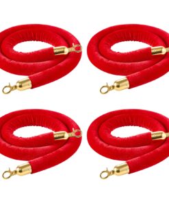 VEVOR 4 Red Velvet Stanchion Ropes 1.5 m with Gold Hooks – VIP Barrier Ropes for Events