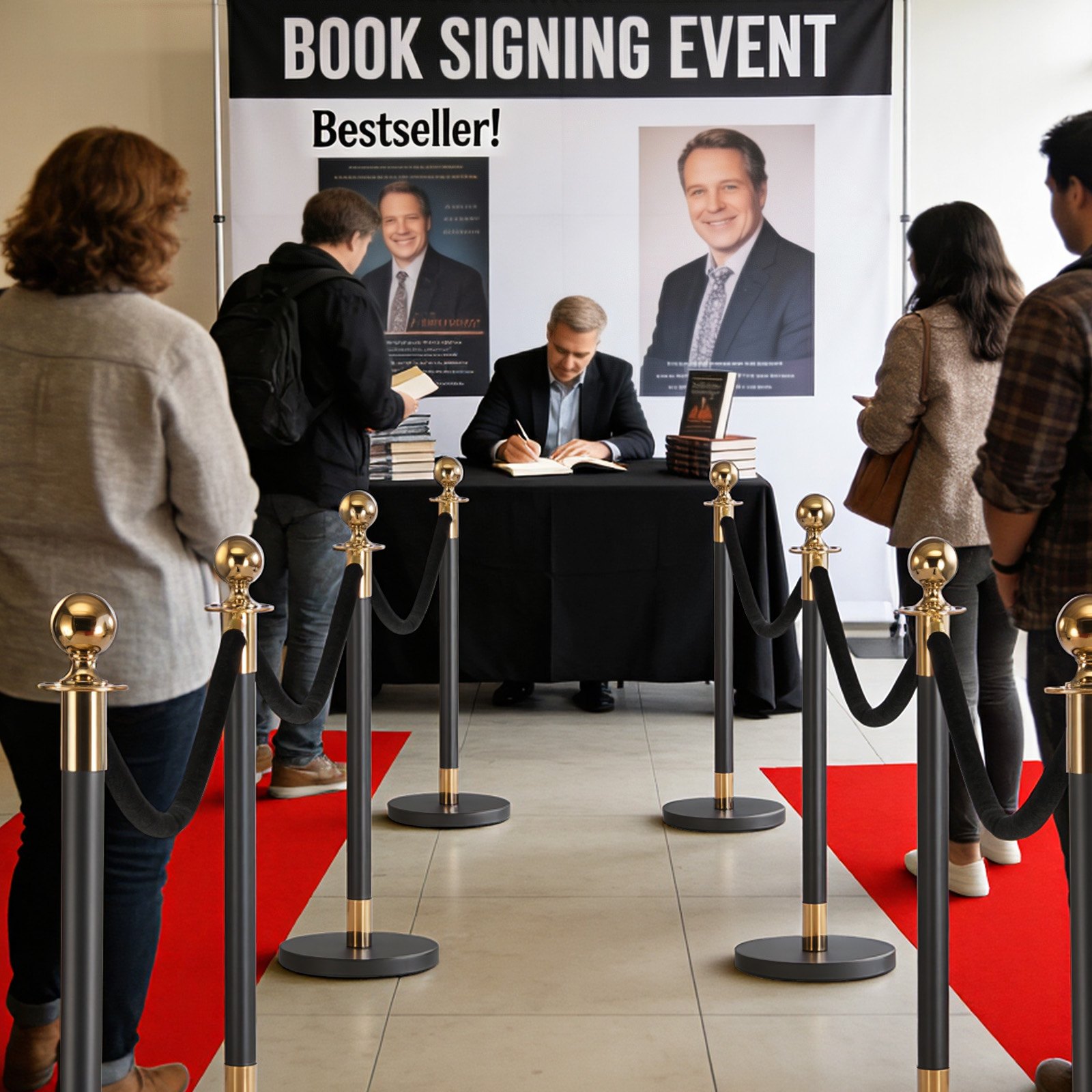 VEVOR 8-Piece Crowd Control Stanchion Set with 6 Black Velvet Ropes, Stainless Steel Posts with Fillable Base for Events — изображение 8