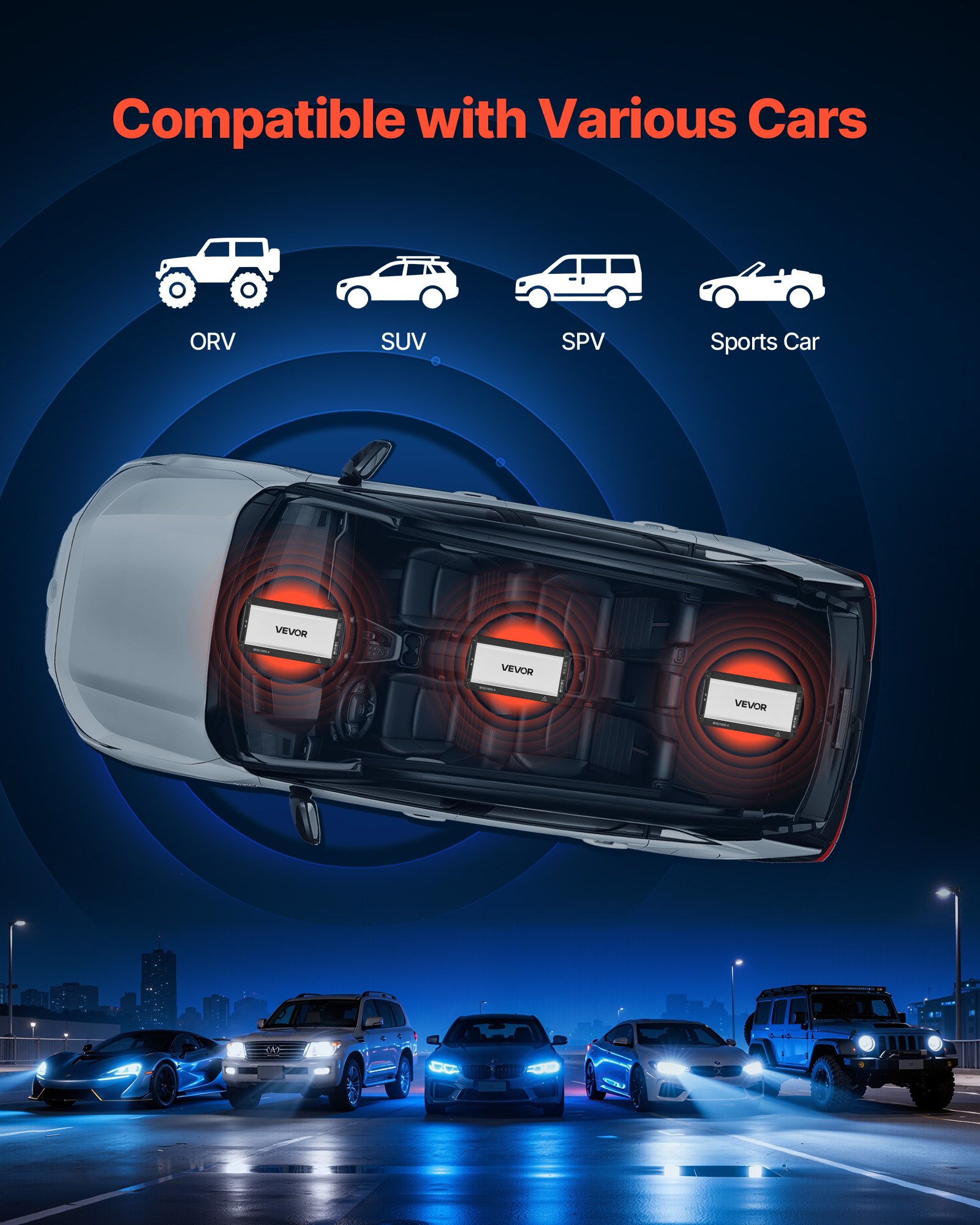 VEVOR 4-Channel Class D Bridgeable Car Audio Amplifier, 4 x 500W/4 x 1000W, High Power Stereo Amp for 12V Vehicles — изображение 6