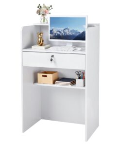 VEVOR 60 cm White Reception Desk with Drawer