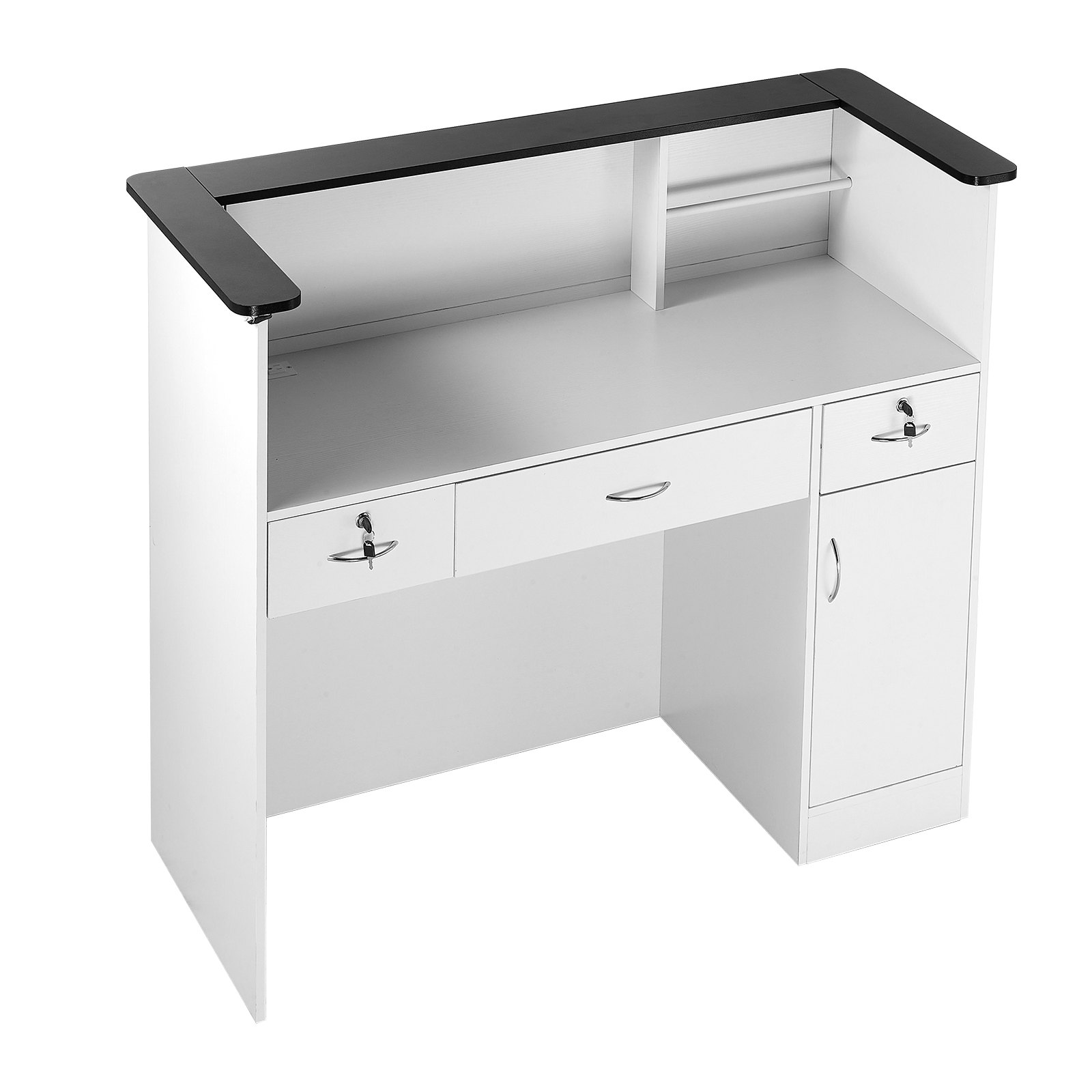 VEVOR 127.5 cm LED Reception Desk, White Front Counter with 3 Drawers, Cabinets & Sockets for Office, Salon, Retail, Lobby - Зображення 11