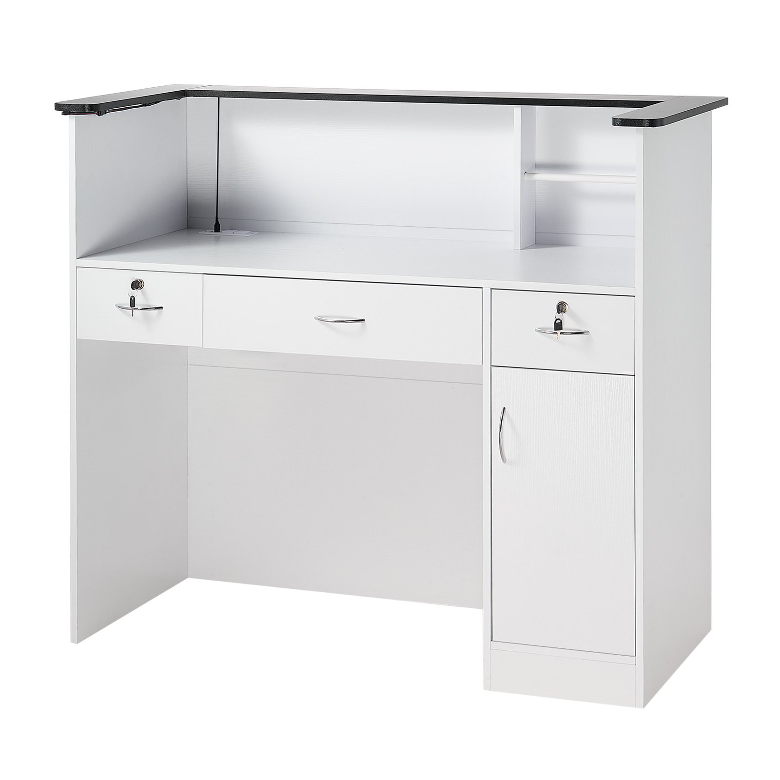 VEVOR 127.5 cm LED Reception Desk, White Front Counter with 3 Drawers, Cabinets & Sockets for Office, Salon, Retail, Lobby - Зображення 12