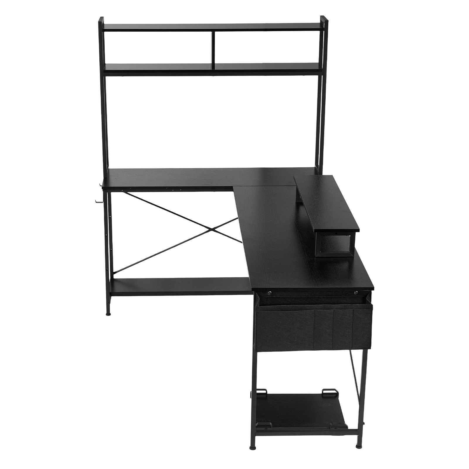 VEVOR 1.7 m Reversible L-Shaped Gaming Computer Desk with Monitor Shelf, Shelves & CPU Stand for Home Office - Зображення 11