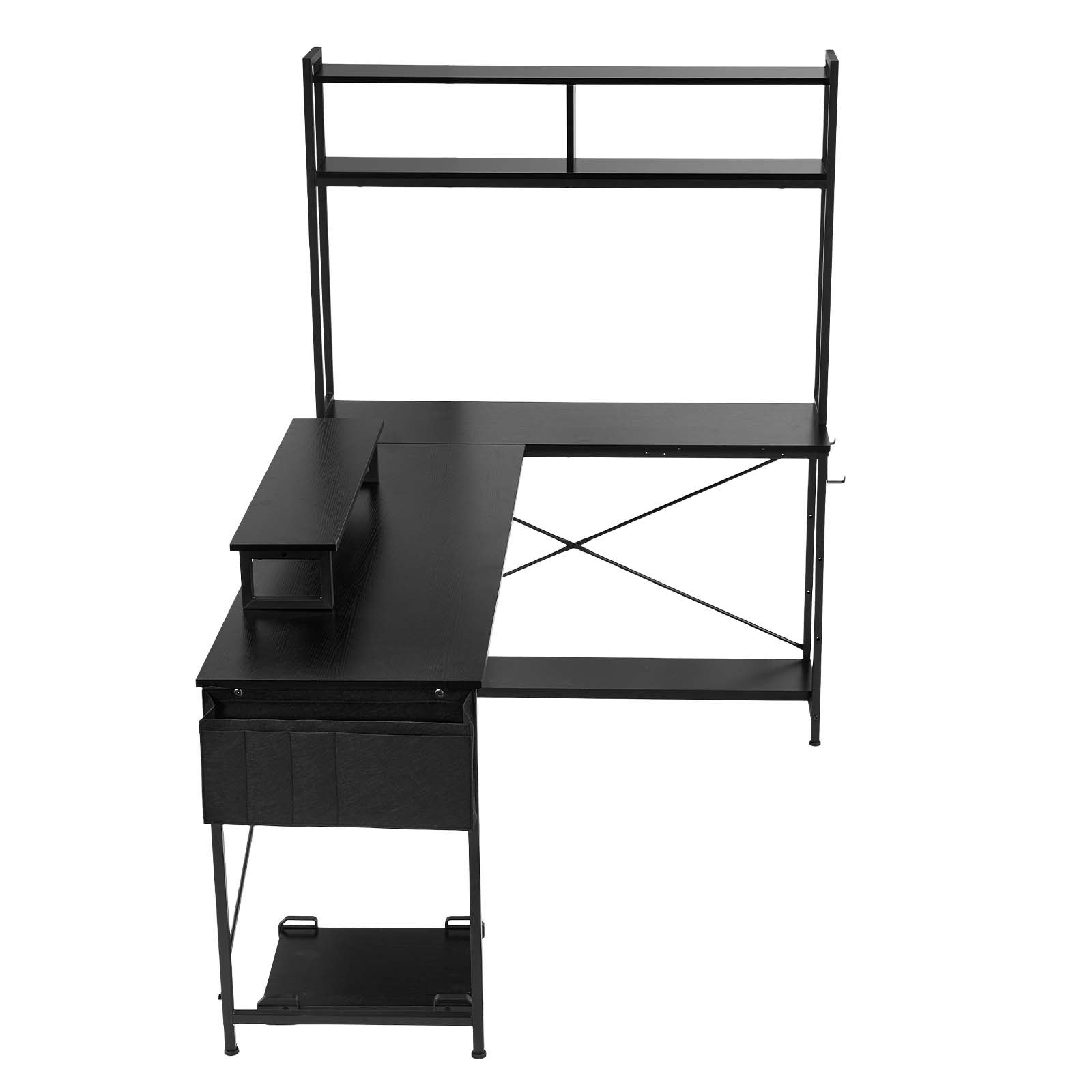 VEVOR 1.7 m Reversible L-Shaped Gaming Computer Desk with Monitor Shelf, Shelves & CPU Stand for Home Office - Зображення 12