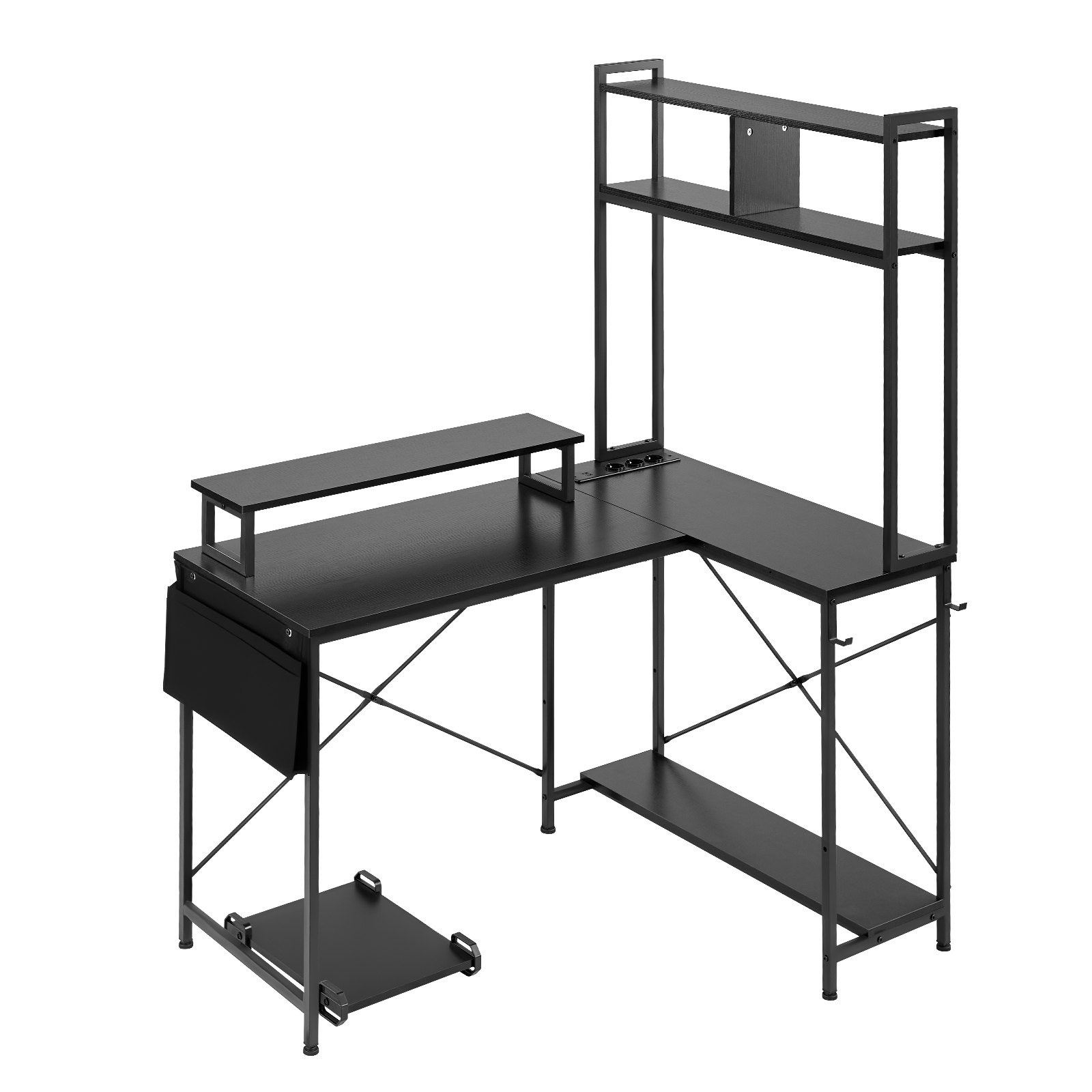 VEVOR 1.2 m Reversible L-Shaped Gaming Desk with RGB LED, Power Outlets, Monitor Stand, Shelves & CPU Stand for Home Office - Зображення 10