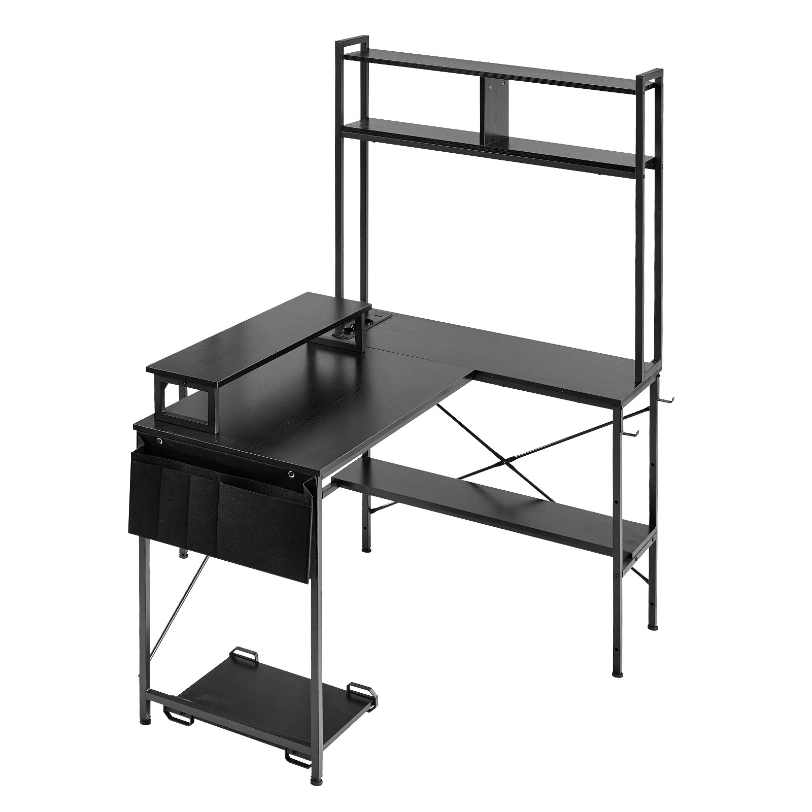 VEVOR 1.2 m Reversible L-Shaped Gaming Desk with RGB LED, Power Outlets, Monitor Stand, Shelves & CPU Stand for Home Office - Зображення 12