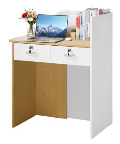 VEVOR 80 cm White Reception Desk with LED Lights