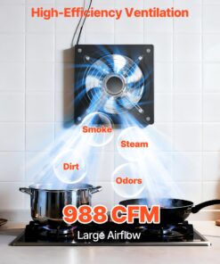 50W Steel Ventilation Fan with Backdraft Damper for Kitchen