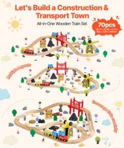 Beech Wood Railway Track Toy for Kids 3-8