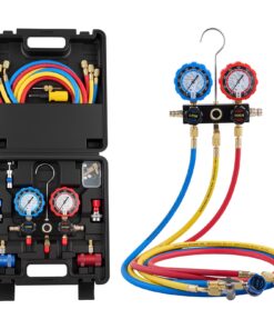 VEVOR 3-Way AC Manifold Gauge Set for R134a R404A R1234yf R22 with 1.5 m Hoses