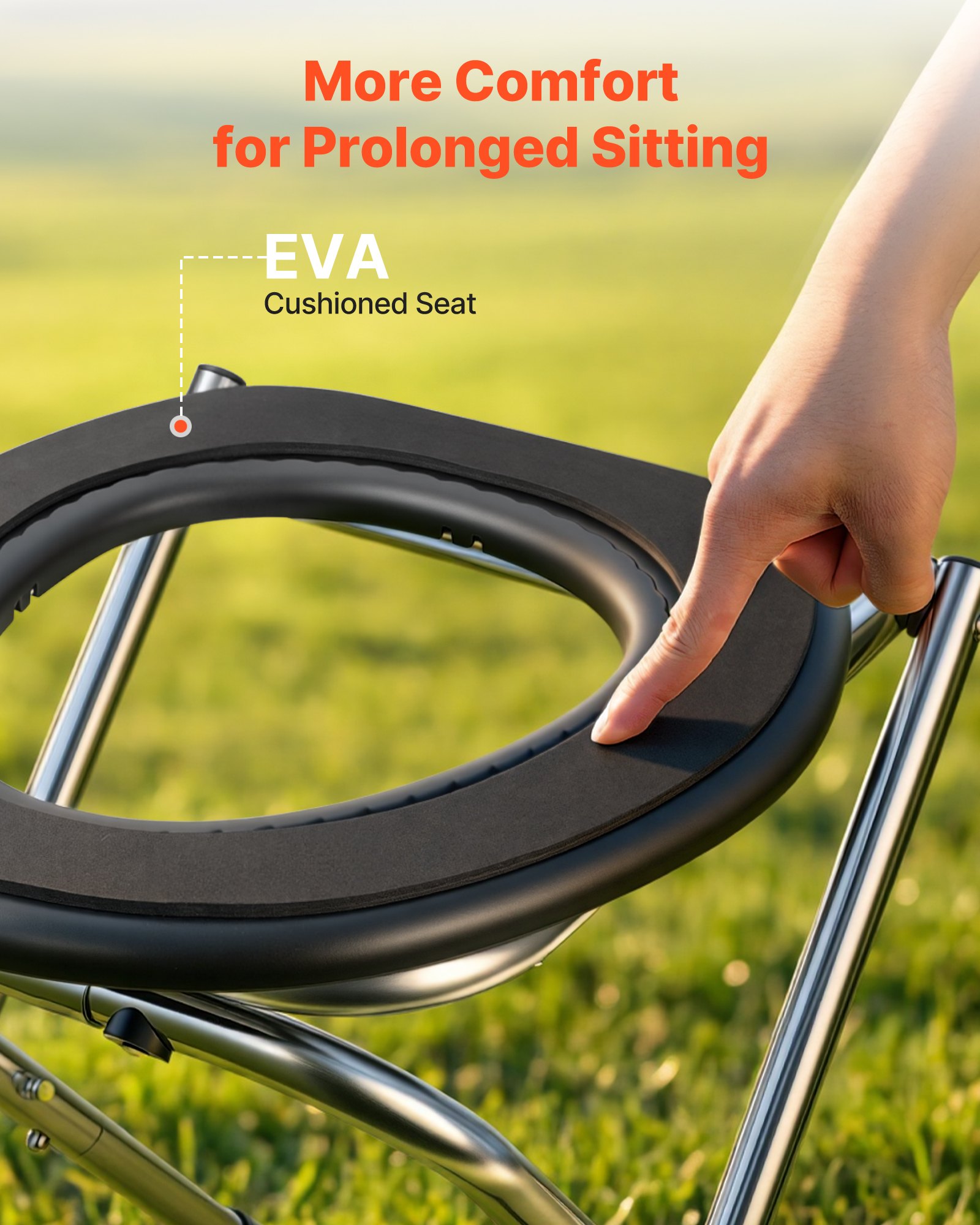 VEVOR Portable Camping Toilet 160 kg, Foldable Stainless Steel Travel Toilet with Soft Seat & Trash Bags for RV, Truck, Outdoor Use - Зображення 6