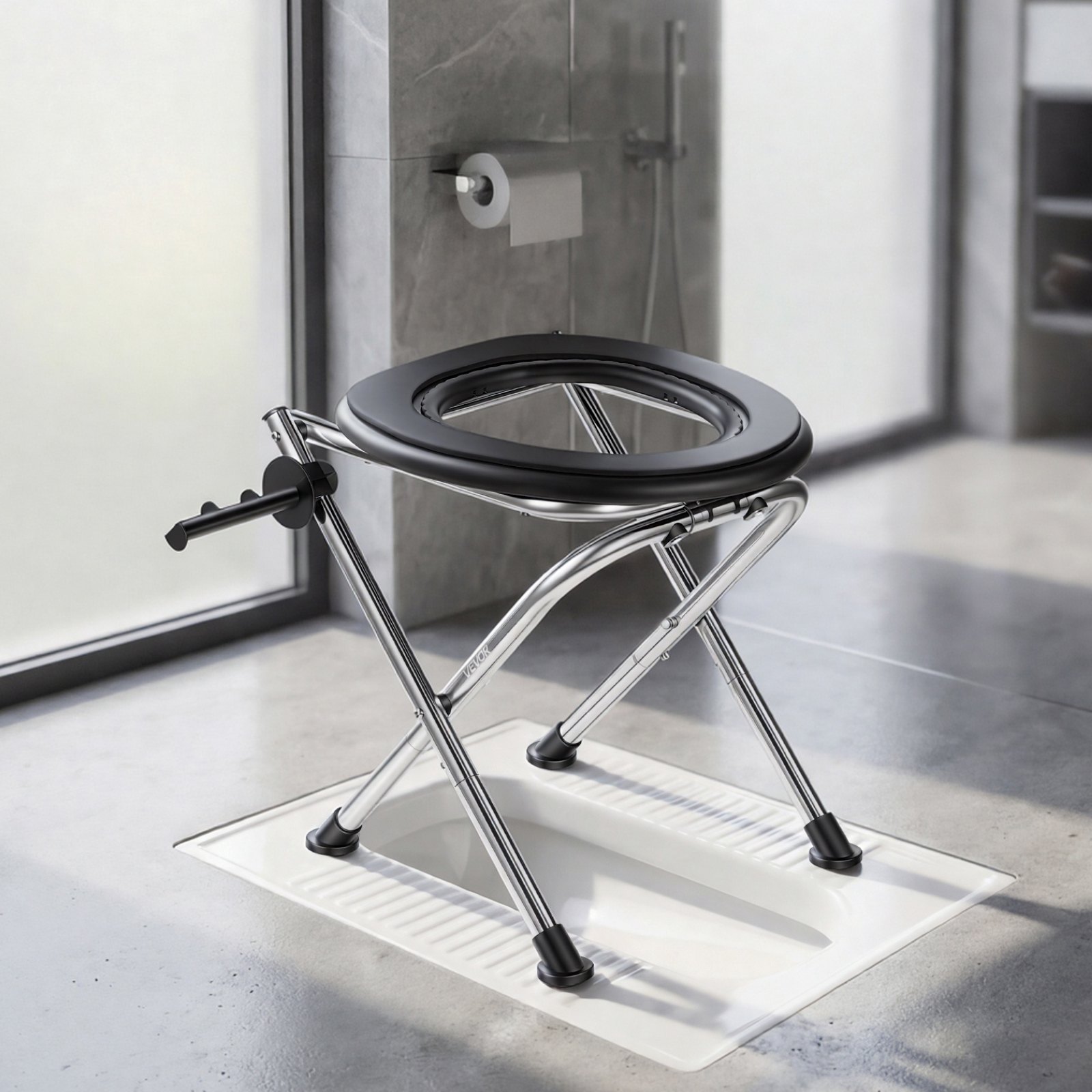 VEVOR Portable Camping Toilet 160 kg, Foldable Stainless Steel Travel Toilet with Soft Seat & Trash Bags for RV, Truck, Outdoor Use - Зображення 8