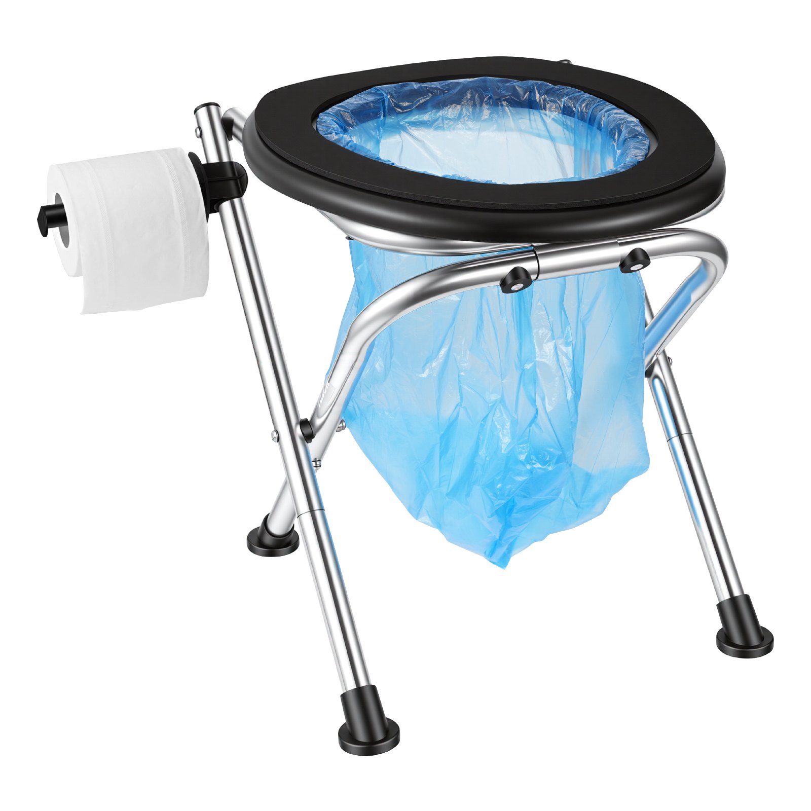 VEVOR Portable Camping Toilet 160 kg, Foldable Stainless Steel Travel Toilet with Soft Seat & Trash Bags for RV, Truck, Outdoor Use - Зображення 10