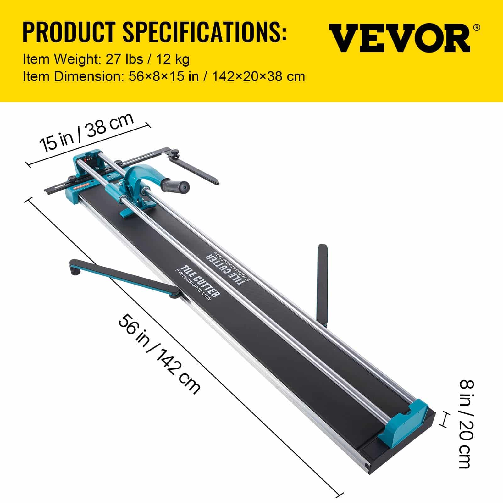VEVOR 1200mm Manual Tile Cutter with Laser Guide, High Precision Ceramic & Porcelain Floor Tile Cutting Tool, 6–15mm Thick - Pilt 7