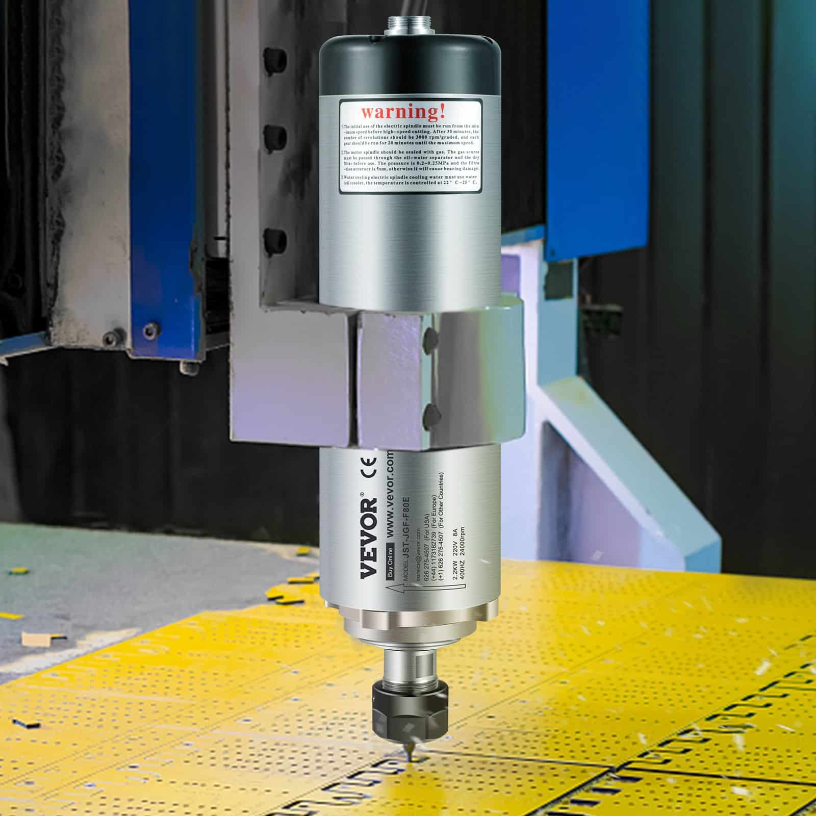VEVOR 2.2KW 220V Air-Cooled ER20 CNC Spindle Motor for Engraving & Milling, φ8x29.9cm, 24000RPM, 4 Bearings - Image 8