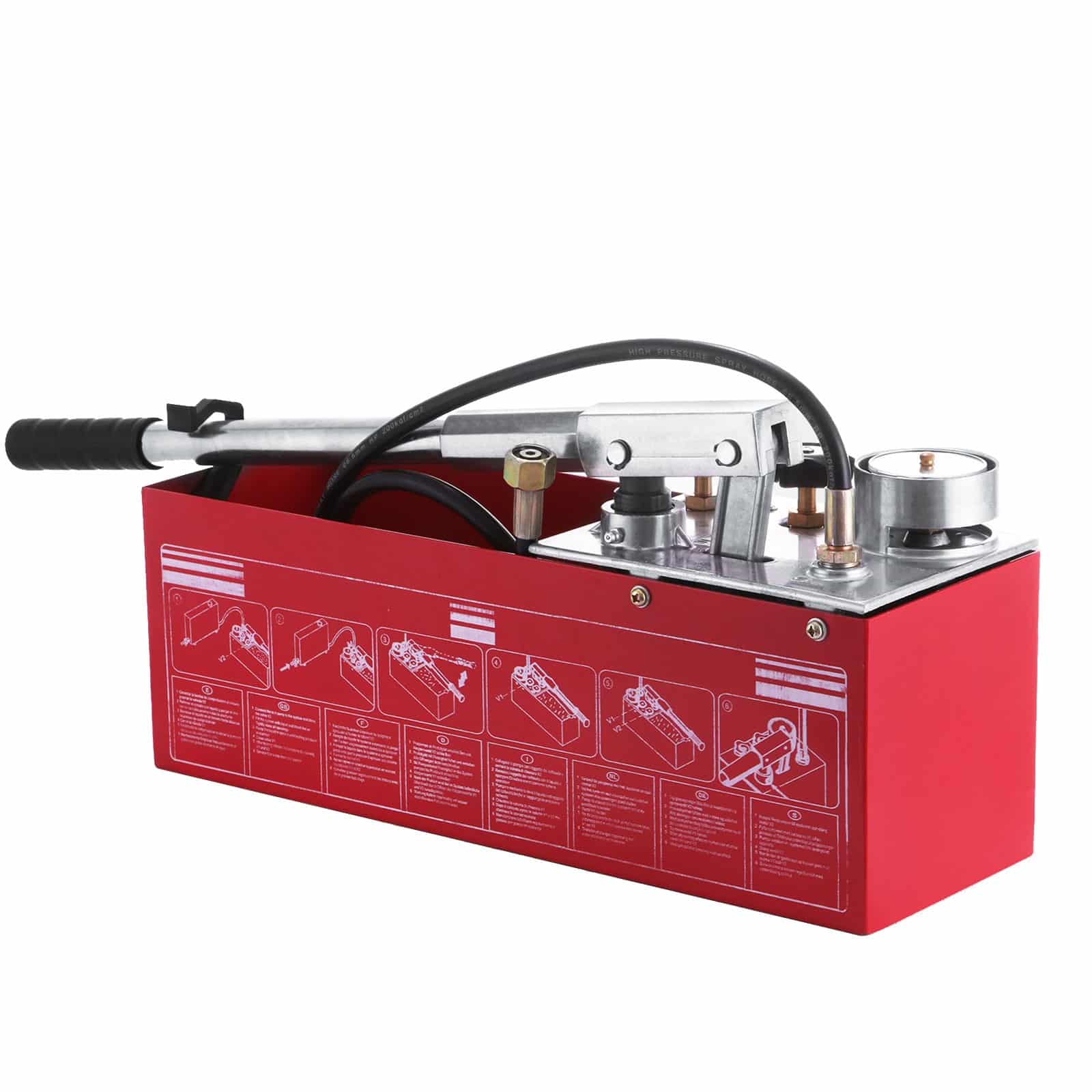 VEVOR Manual Hydraulic Pressure Test Pump 50 Bar, 12L Tank, Precise Gauge, for Pipelines, Irrigation, Fire Systems - Зображення 9