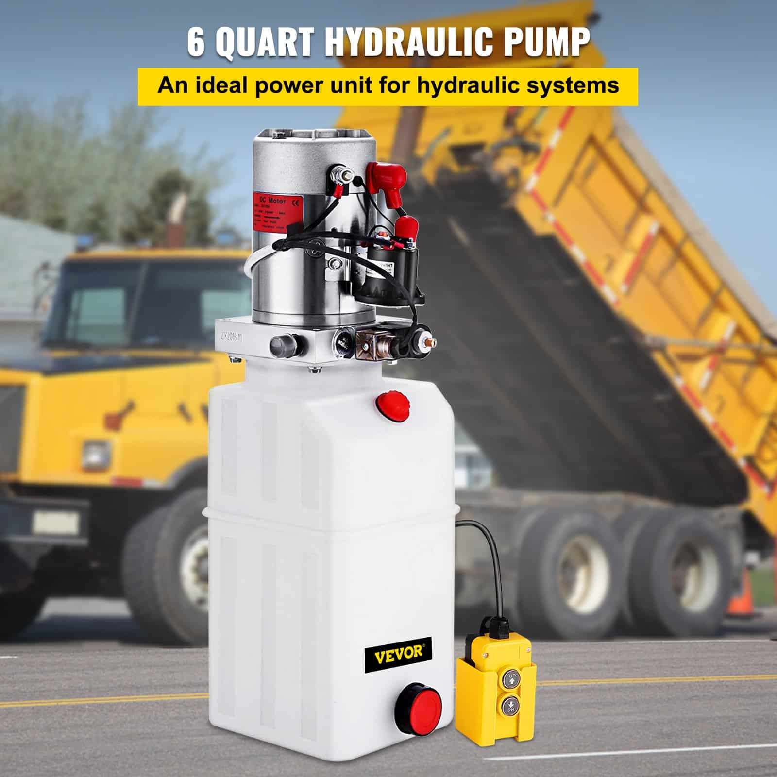 VEVOR 6L 12V DC Single Acting Hydraulic Power Unit with Metal Reservoir for Dump Trailers and Car Lifting - Зображення 2