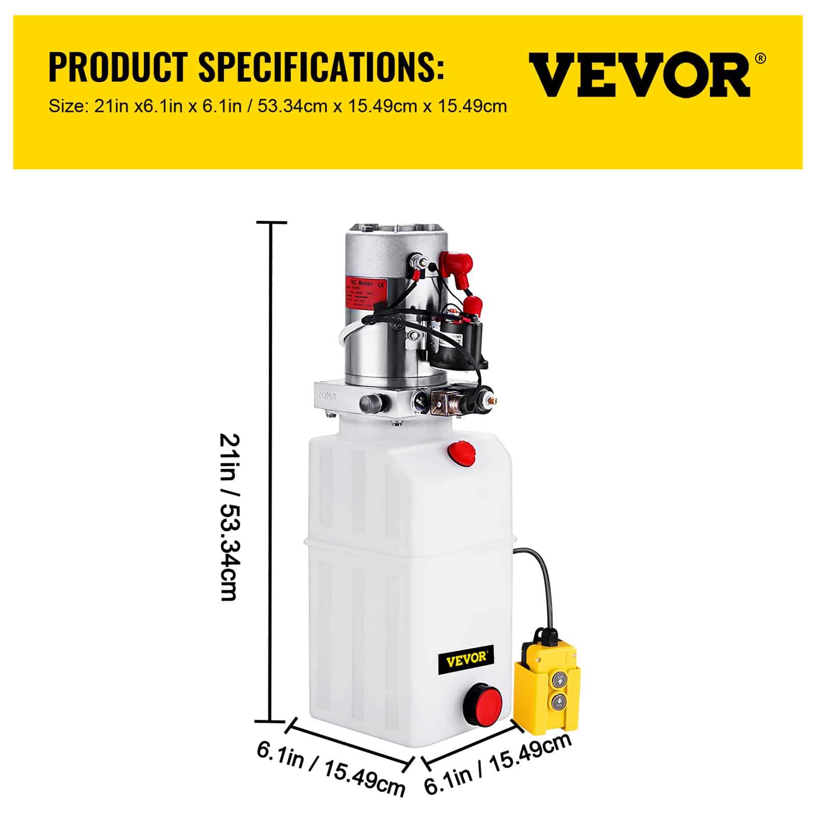 VEVOR 6L 12V DC Single Acting Hydraulic Power Unit with Metal Reservoir for Dump Trailers and Car Lifting - Зображення 7